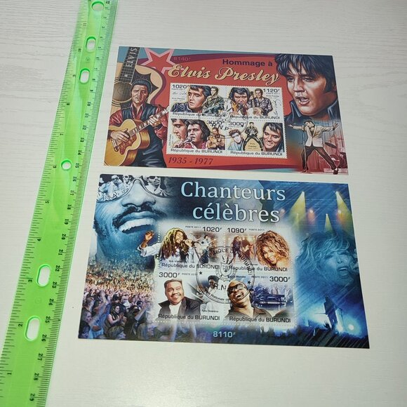 Music Lot 2 Stamp Mini Sheets Famous Singers Elvis Presley Frame Art Collection - Picture 2 of 5